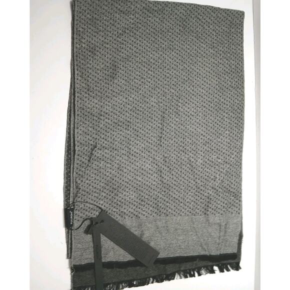 FULLRON Scarf Mens Gray Black Fringe Cashmere Blend Soft Warm Winter Gift New - Picture 1 of 2